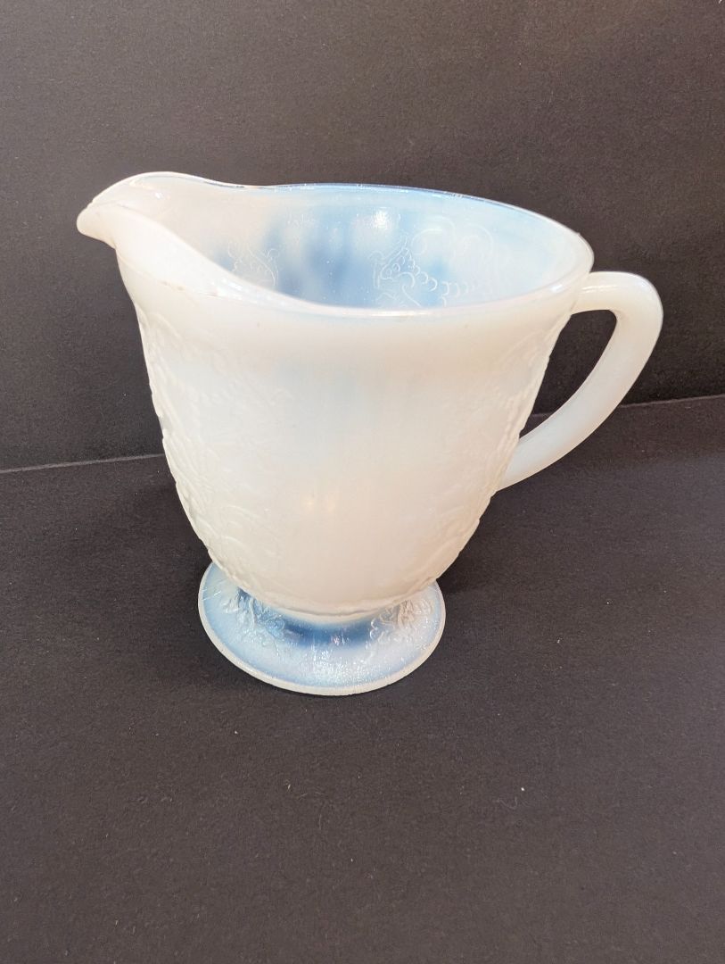MacBeth evans white Opalescence depression glass creamer cups