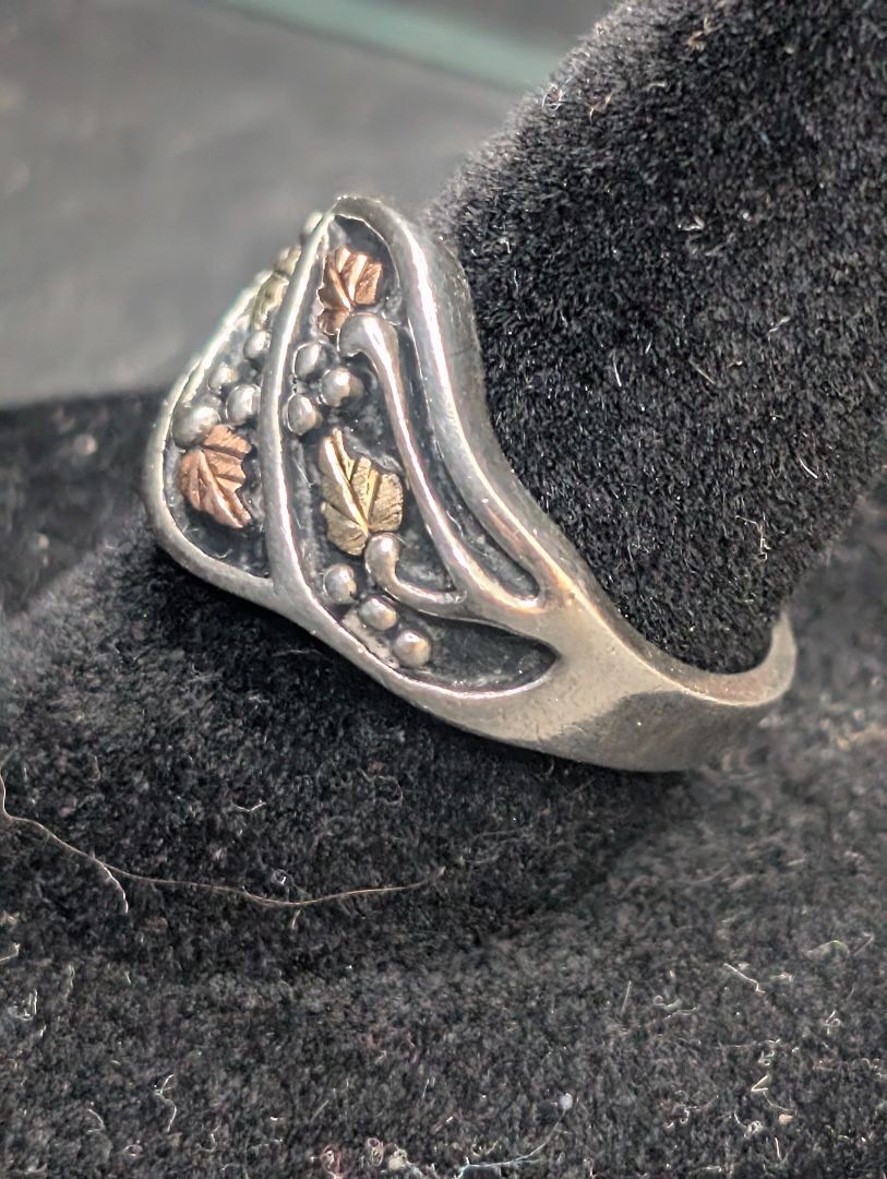 Sterling silver and Black hills gold ring