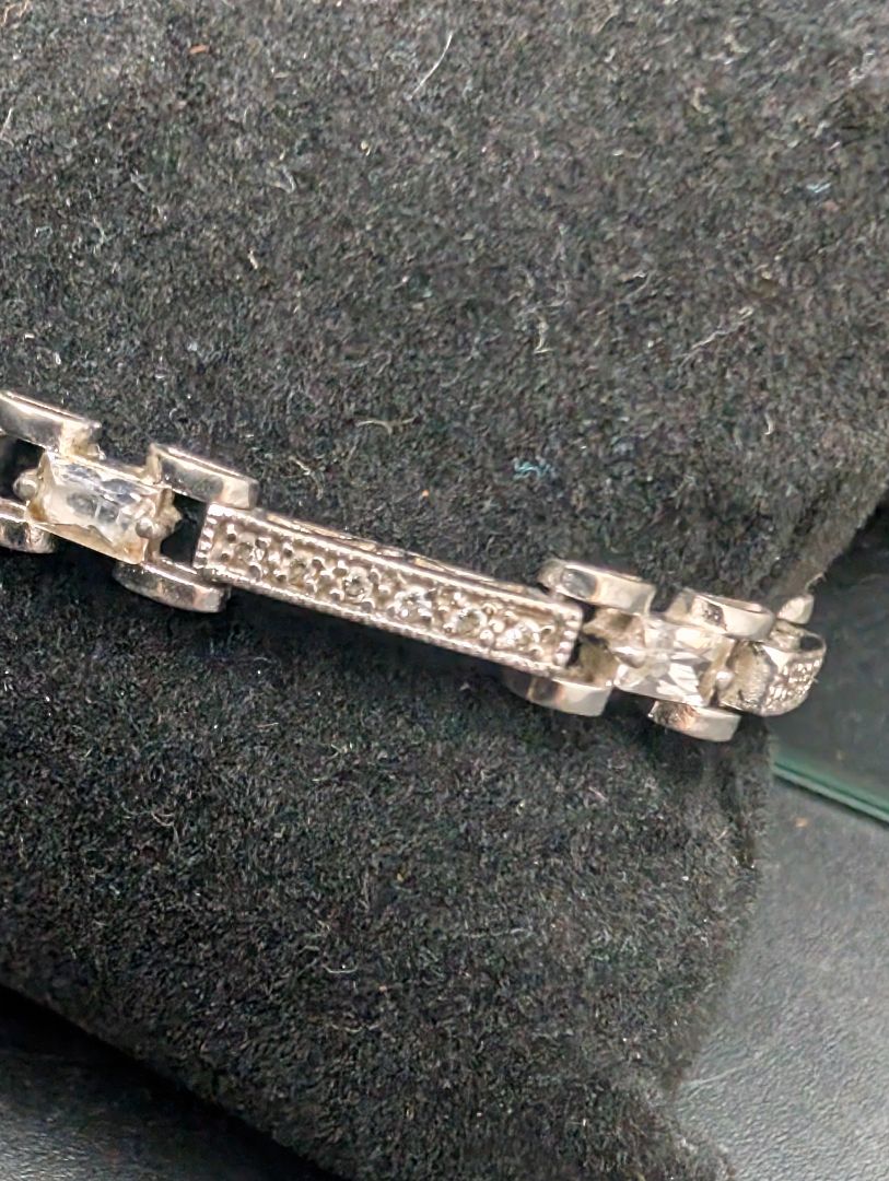 Sterling silver and diamond with CZ tennis bracelet