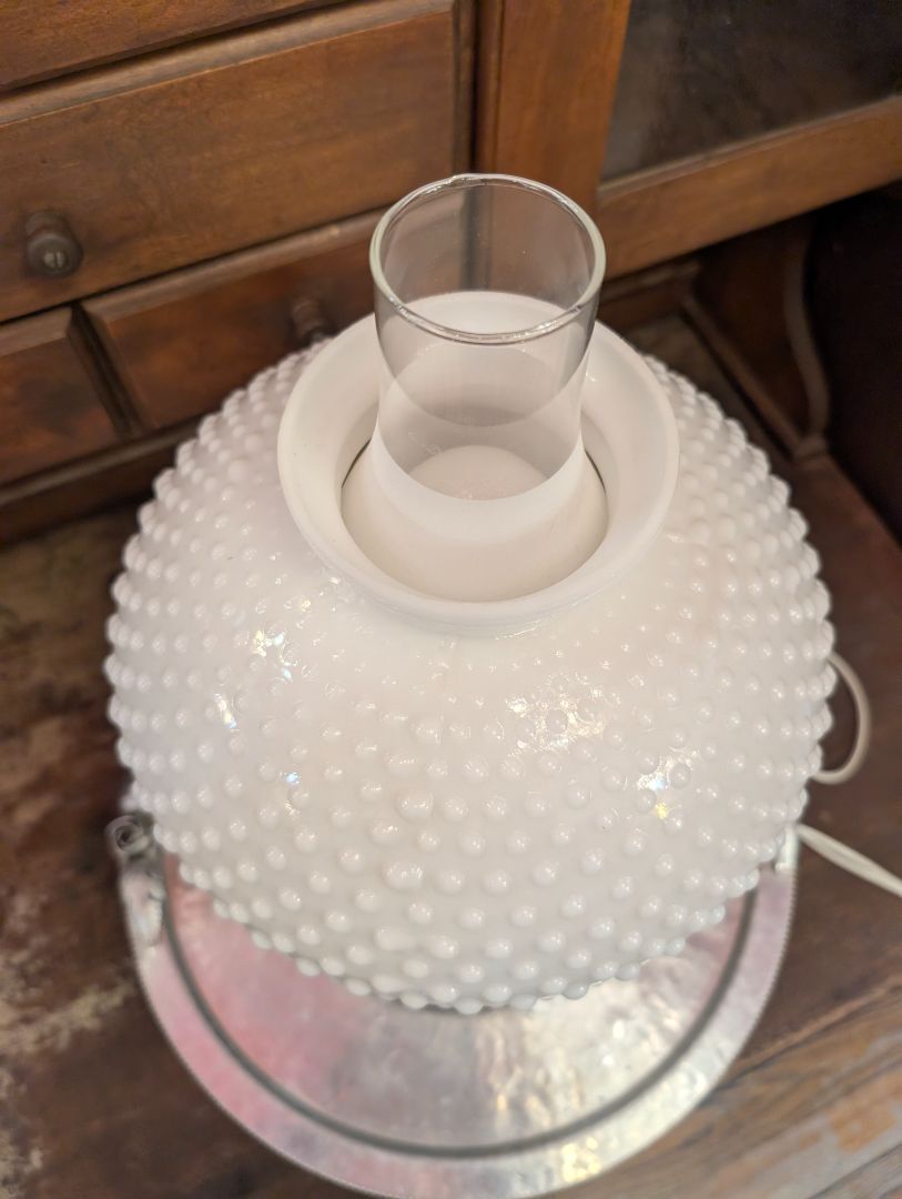 Nickel plated kerosene converted to electric lamp