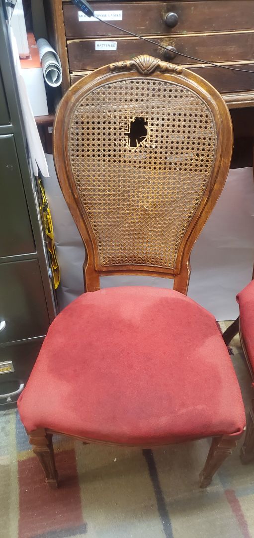 Red Upholstered Wickerback 2 Chair Set
