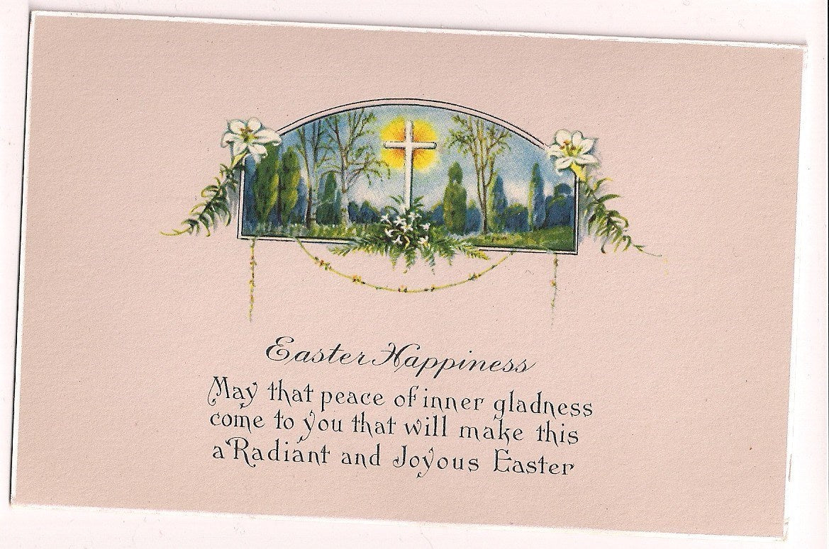 Pink Easter Happiness Cross Store Stock Near mint Postcard