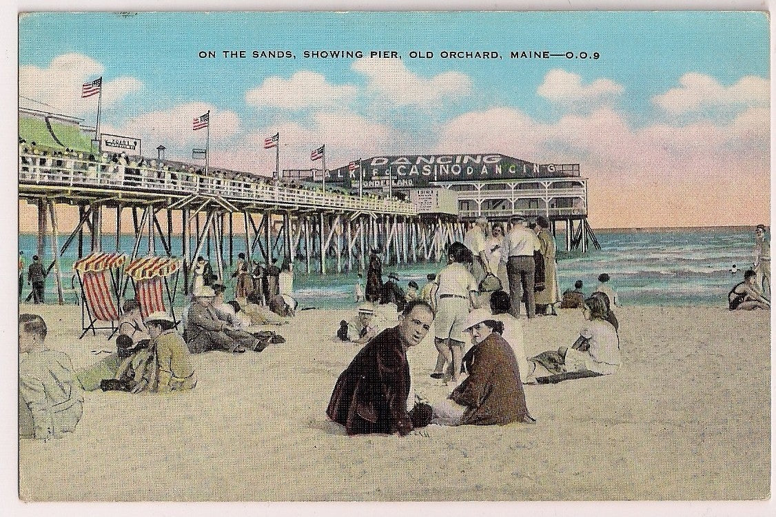 On the Sands showing Pier Old Orchard ME Maine Postcard