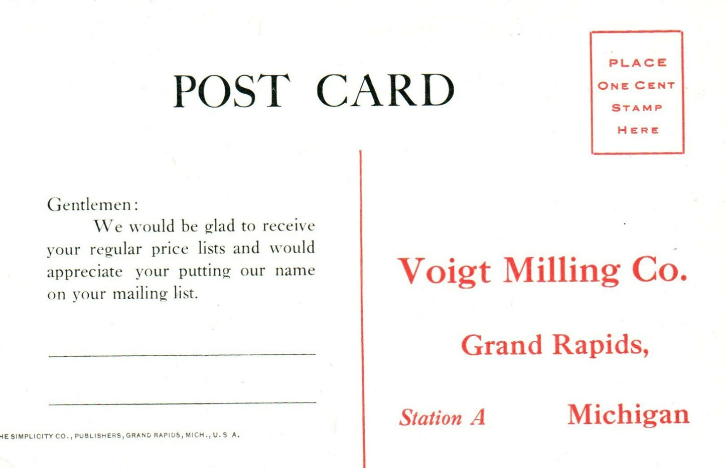 Star Mills Voigt Milling Crescent Flower Grand Rapids Michigan MI Postcard