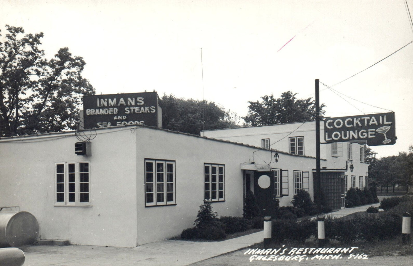 Real Photo Inman's Restaurant Galesburg Cocktail Lounge Michigan MI Postcard
