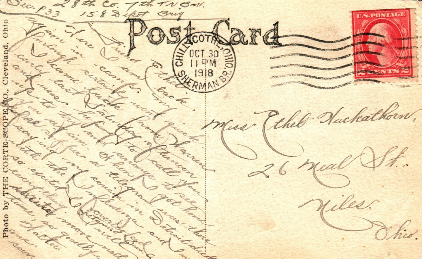Sports 1918 Captains Football Camp Sherman Chillicothe Ohio OH Postcard