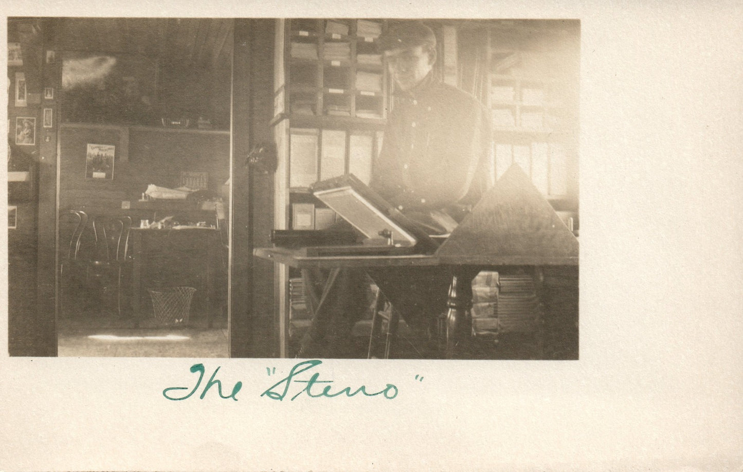 1900's Real Photo Worker The Steno Brown Farm Michigan Farm PostCard