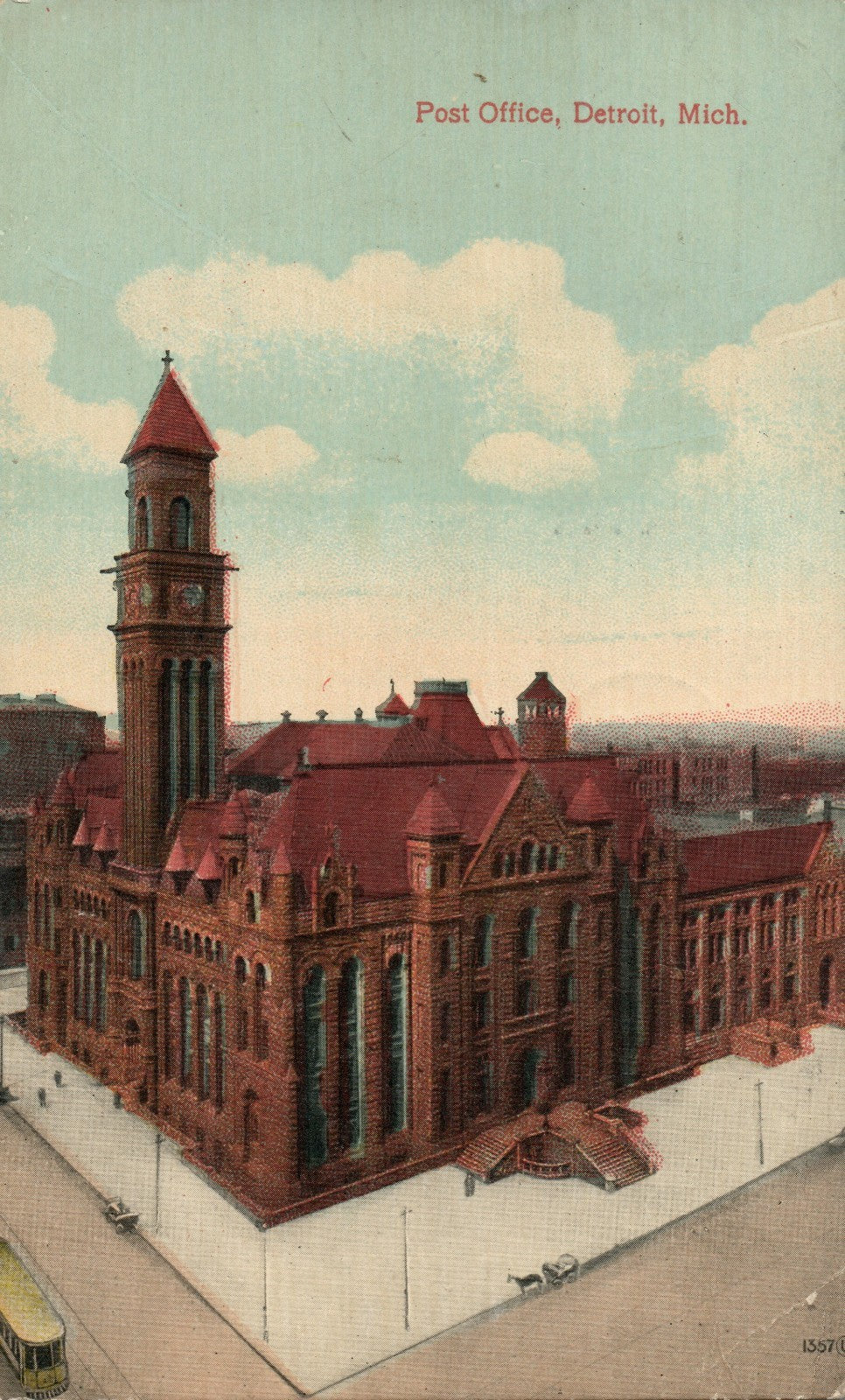 1913 Post Office Detroit MI Michigan Postcard