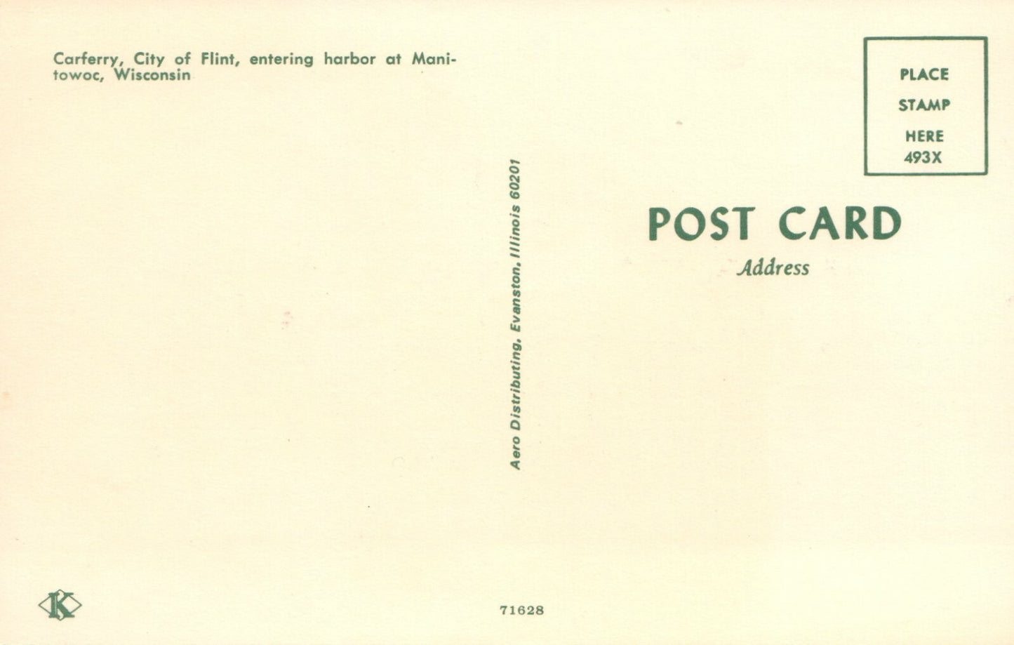 Carferry City Of Flint Harbor At Manitowoc Wisconsin Ship Postcard