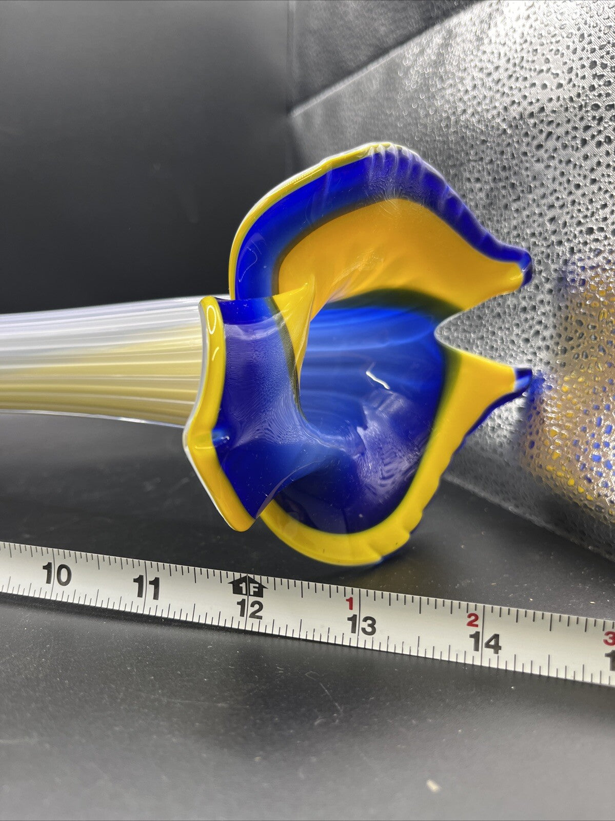 Vase Hand Blown Blue Cobalt Art Glass Jack in the Pulpit Ribbed Tulip