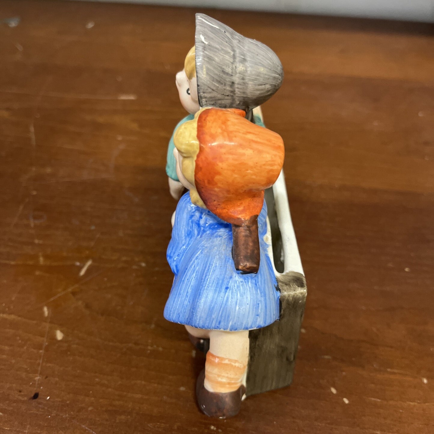 Vintage Porcelain Wall Pocket Boy & Girl Ceramic Old Japanese Figurine Kids