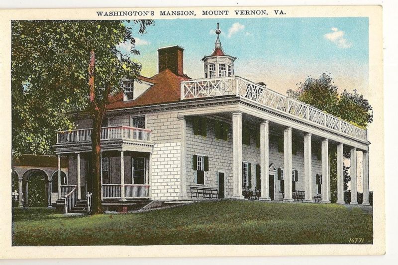 Washington's Mansion Mount Vernon Virginia VA Postcard