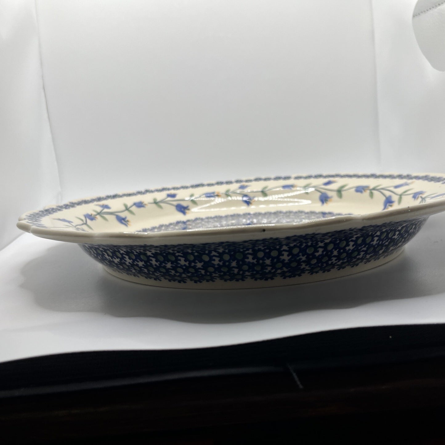 Boleslawiec Polish Pottery 13" Large Serving Dish Scalloped Round Flowers