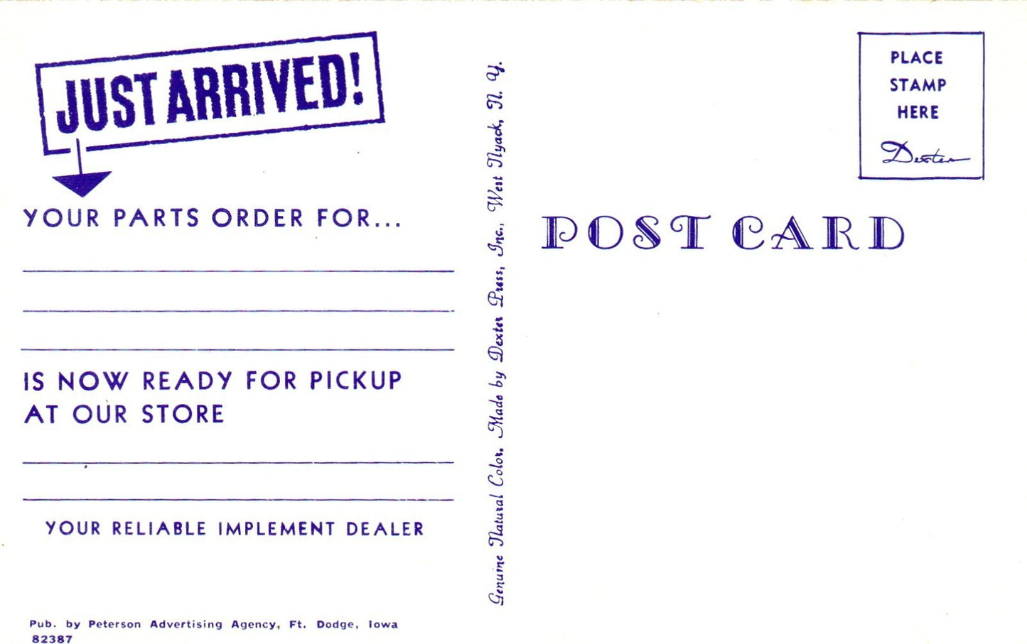 STAN. HOIST loader tractor vintage postcard