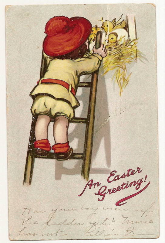 Tuck Child Girl Chick Easter Postcard