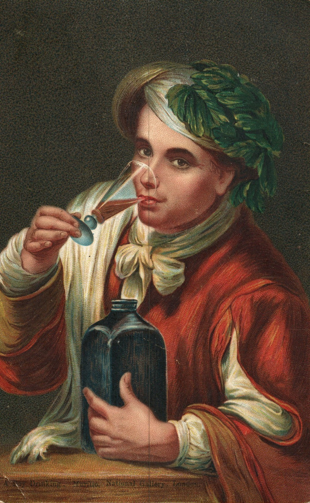 A Boy Drinking 1908 Artist Signed Murillo National Gallery Postcard