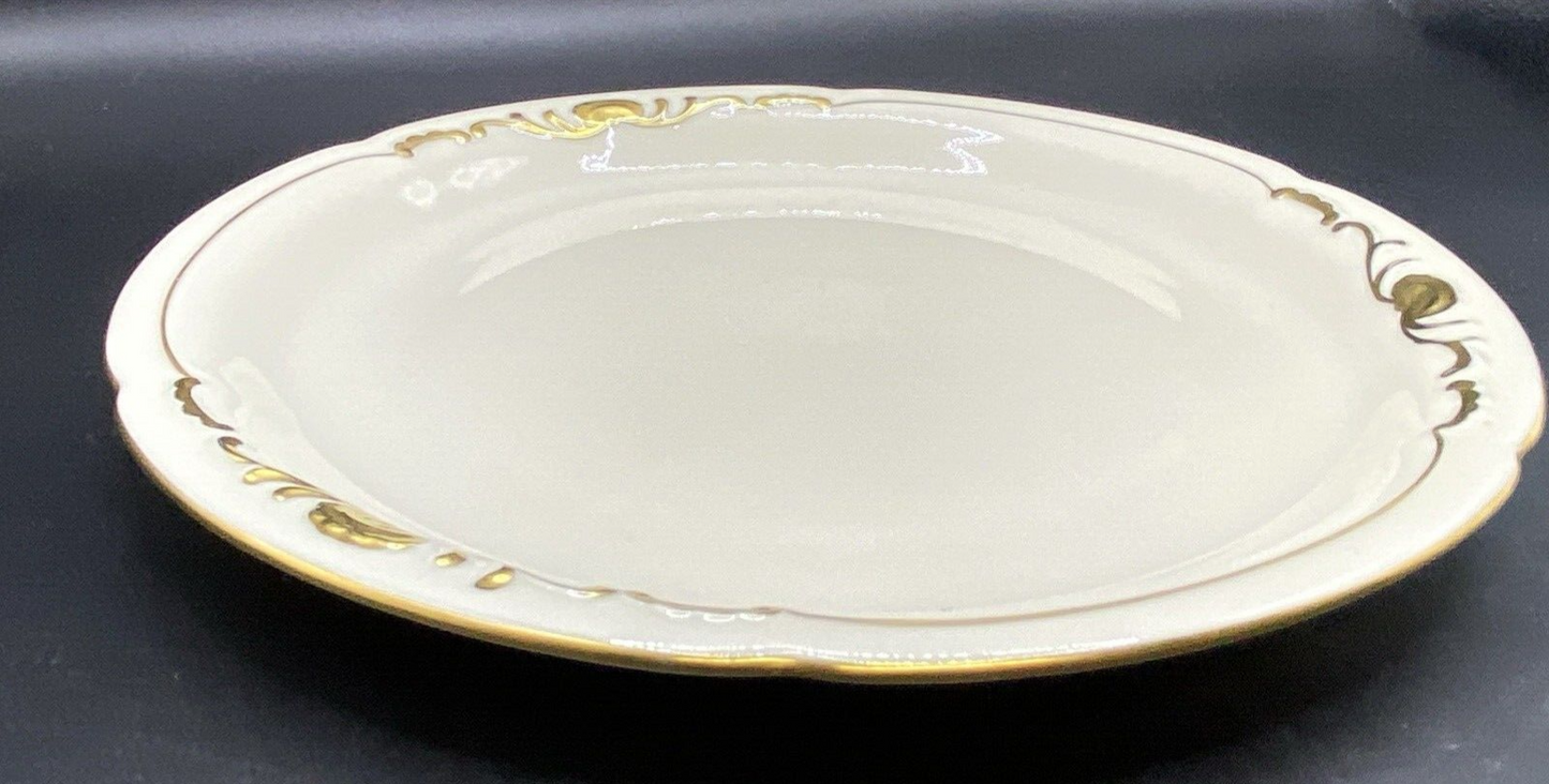 RARE 7.5" Bread Plates Waldershof Bavaria Serving Cream with Gold Rim