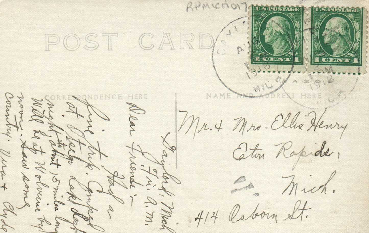 Real Photo RPPC Dayton Last Block Works Gaylord MI Mich Michigan Postcard