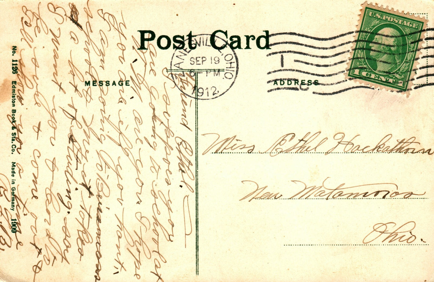 1912 Public Library New High School Zanesville Ohio OH Vintage Postcard