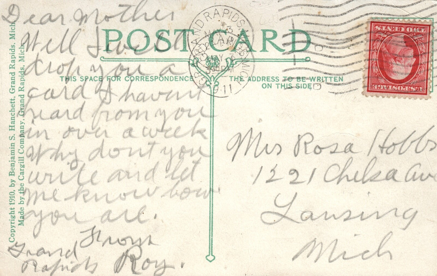 1910 Home Coming 60th Anniversary Celebration Grand Rapids Michigan MI Postcard