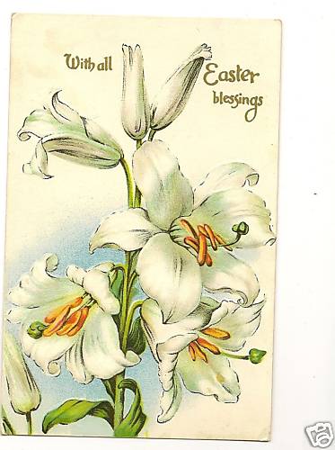 Large Easter Lily Flower Embossed Postcard