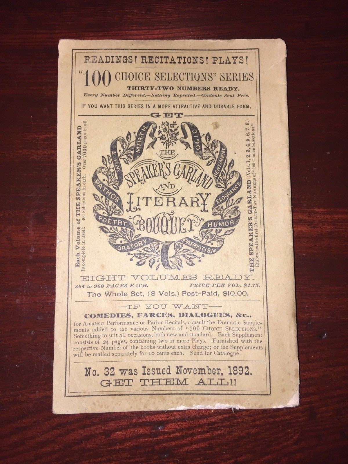 One Hundred Choice Selections for Reading and Recitations No. 30 Play Book