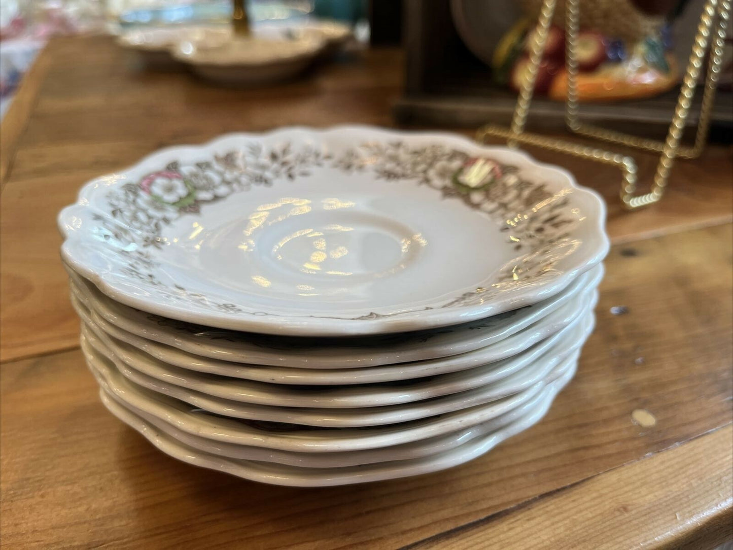 Beautiful 5.5” English Staffordshire China Saucers (8)