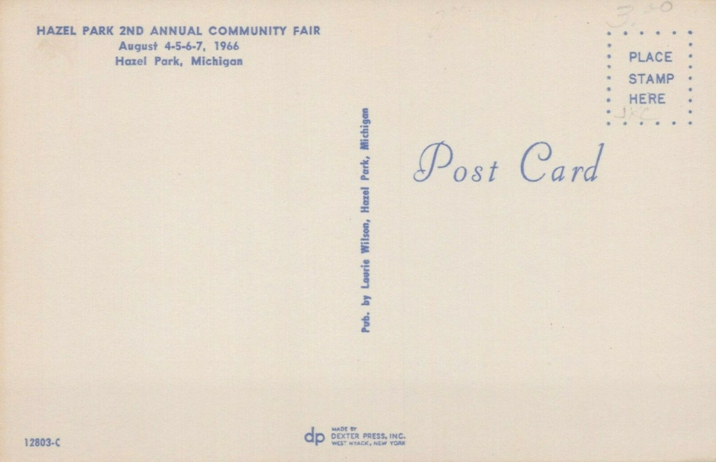 Hazel Park 2nd Annual Community Fair 1966 Costumes MI Mich Michigan Postcard