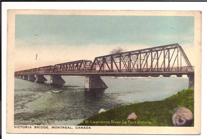 Victoria Bridge over St Lawrence River Montreal Canada Postcard