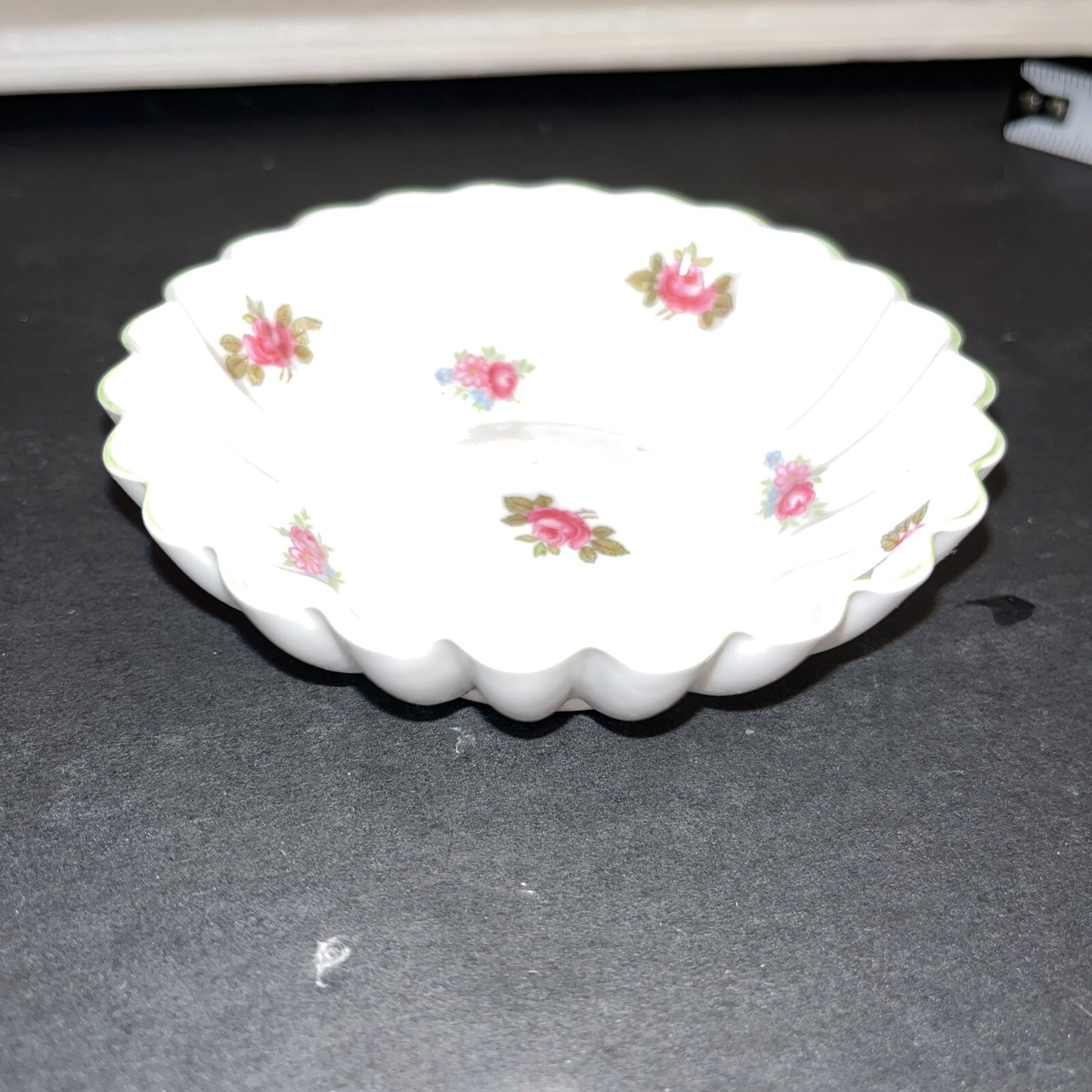 Shelley England Pink/red Floral Bone China Trinket Dish or Pin Tray
