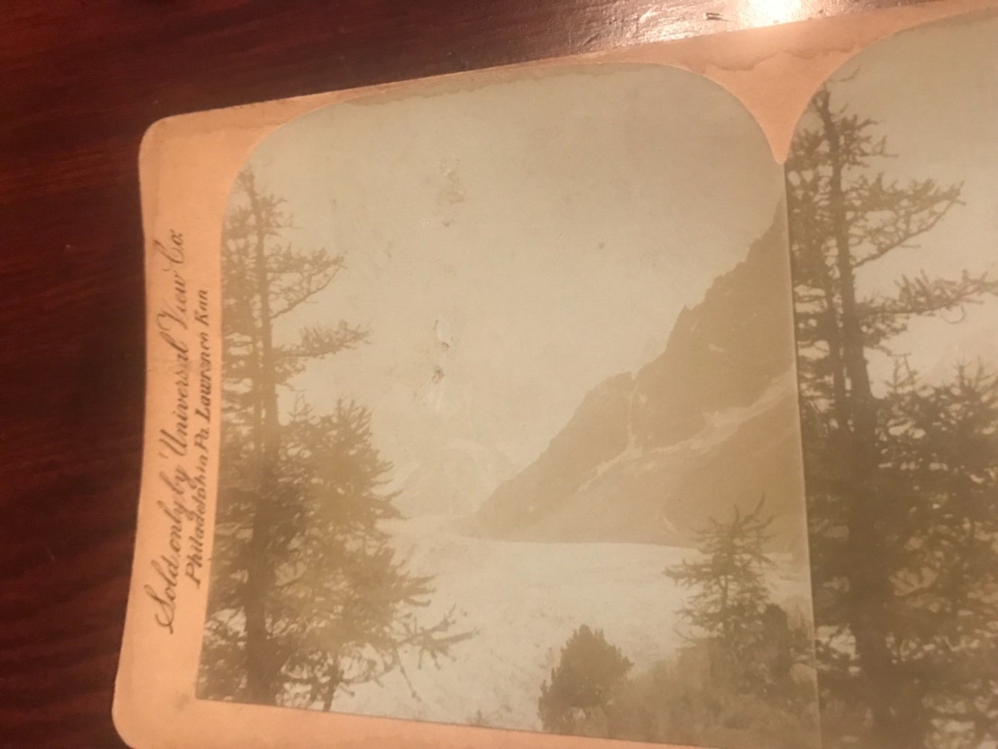 Real photo stereoview Met de GLace from Monteverdi Switzerland
