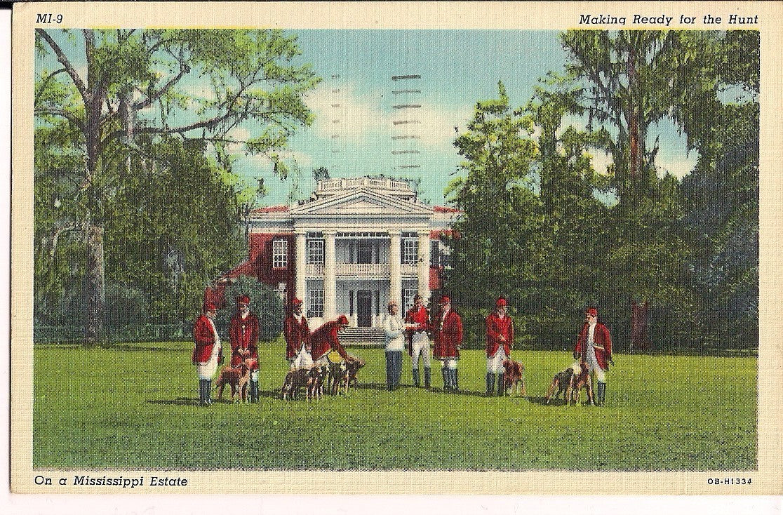 Hunt Dogs Estate Red Hunting Jackets Mississippi MS Postcard