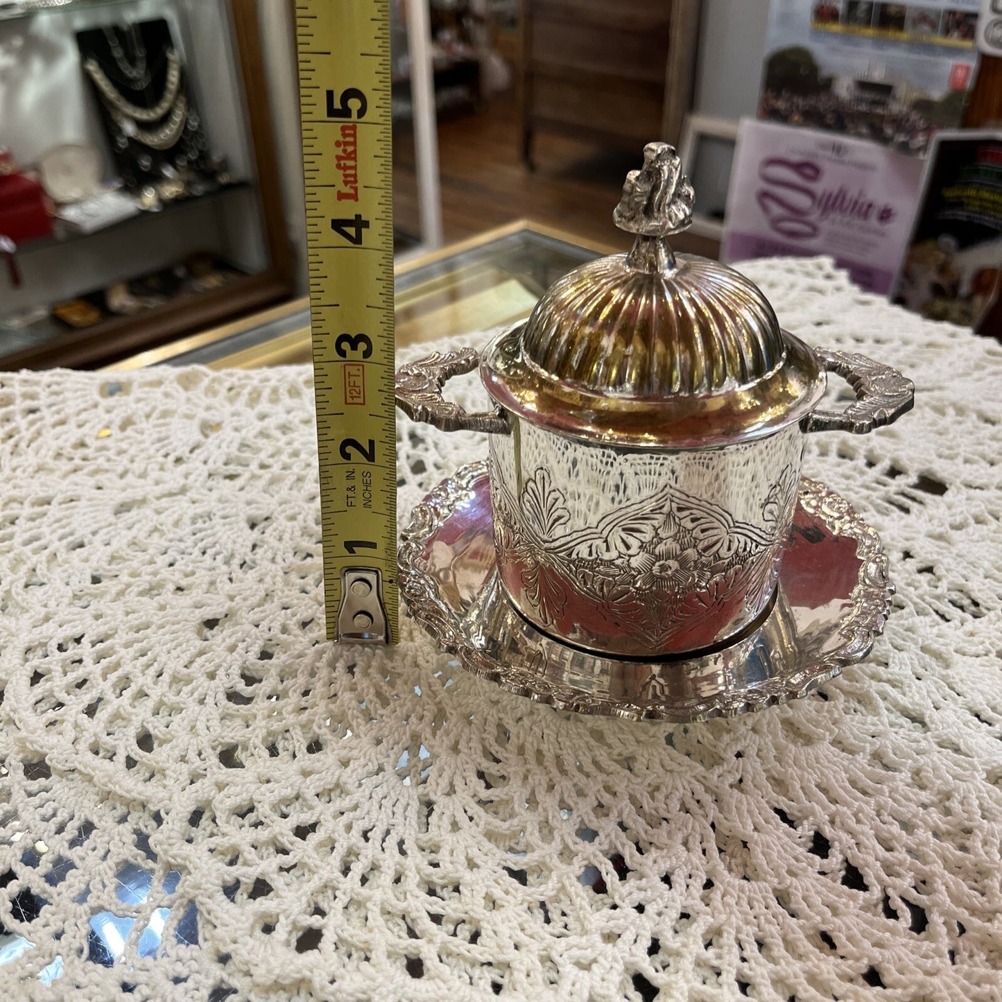 Silver Plate Sugar Bowl Jelly Dish With Lid Two Handles And Plate 2 Available