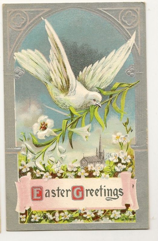 White Dove Lily Branch Easter Postcard Series
