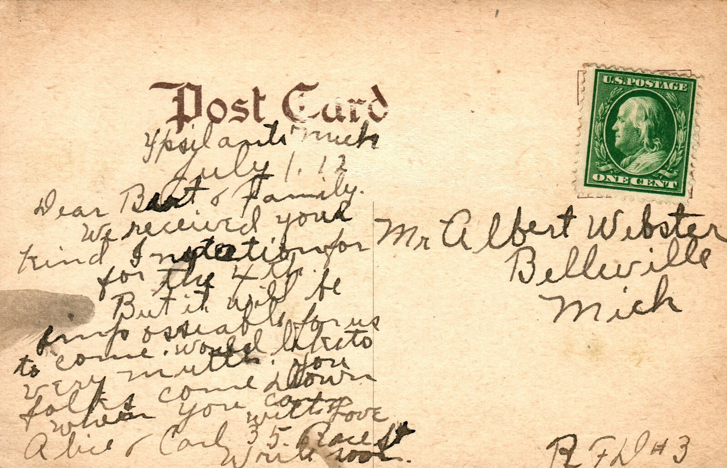 1912 Albion High School Michigan MI Mich Postcard