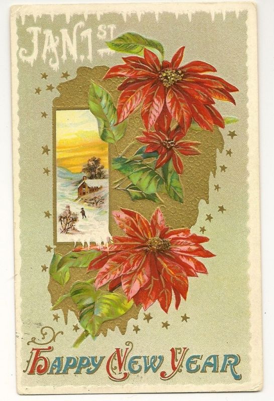 Poinsettia flowers New Year Holiday Series 32B