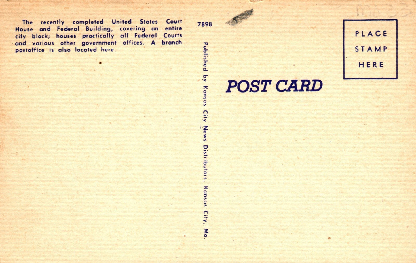 US Court House & Post Office Grand Ave Kansas City MO Missouri Postcard