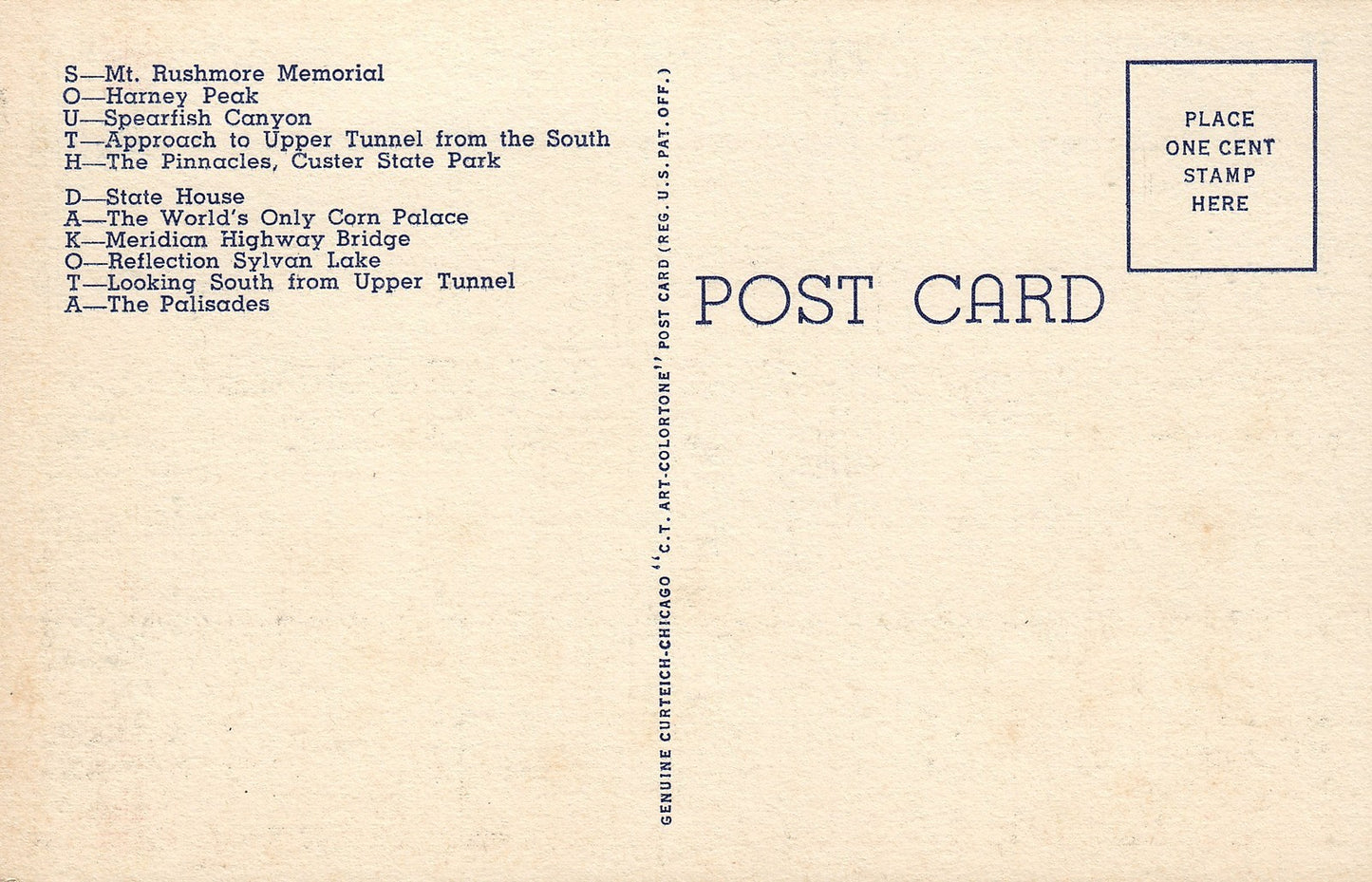 South Dakota SD Large Letter Postcard