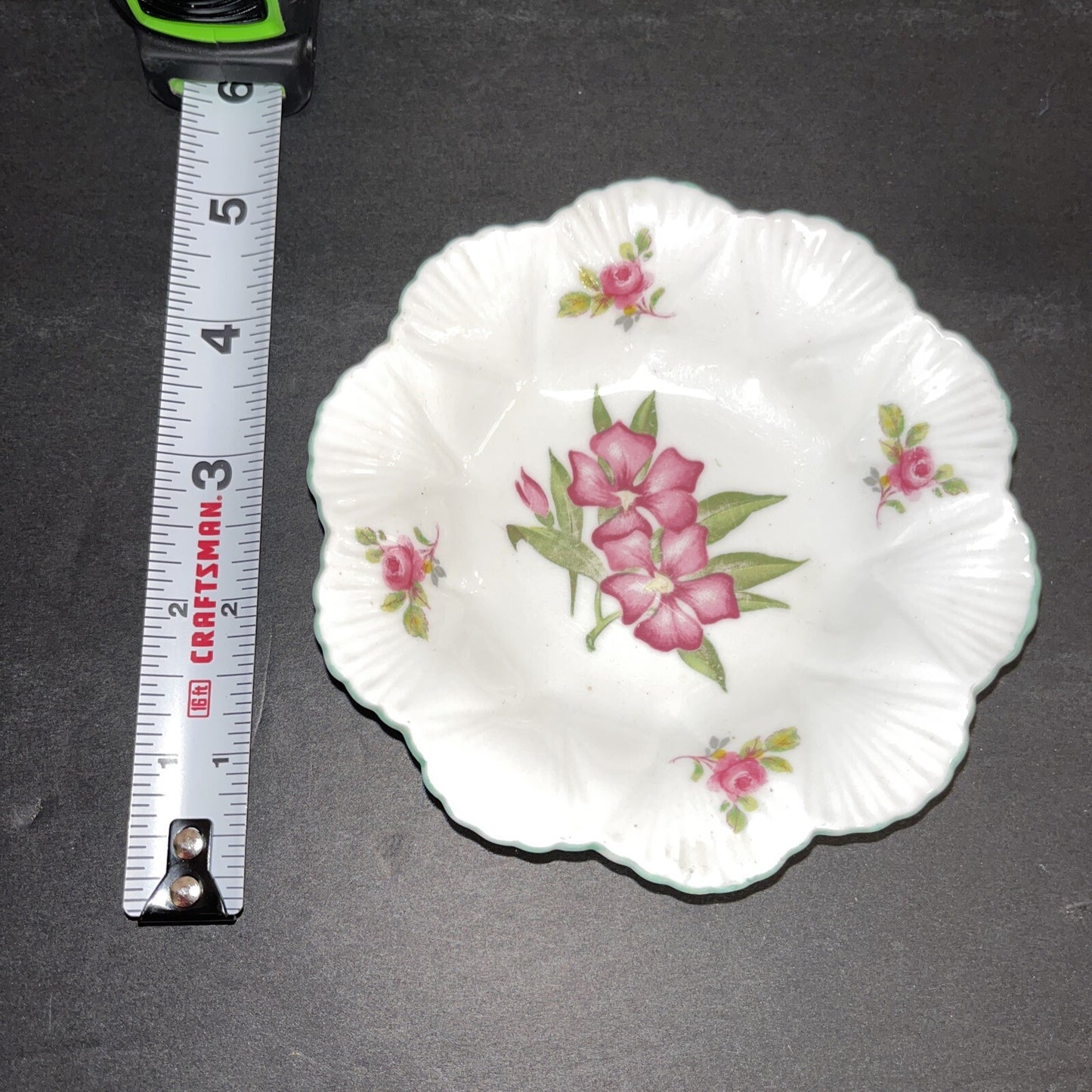 Shelley England Pink Floral Bone China Trinket Dish or Pin Tray