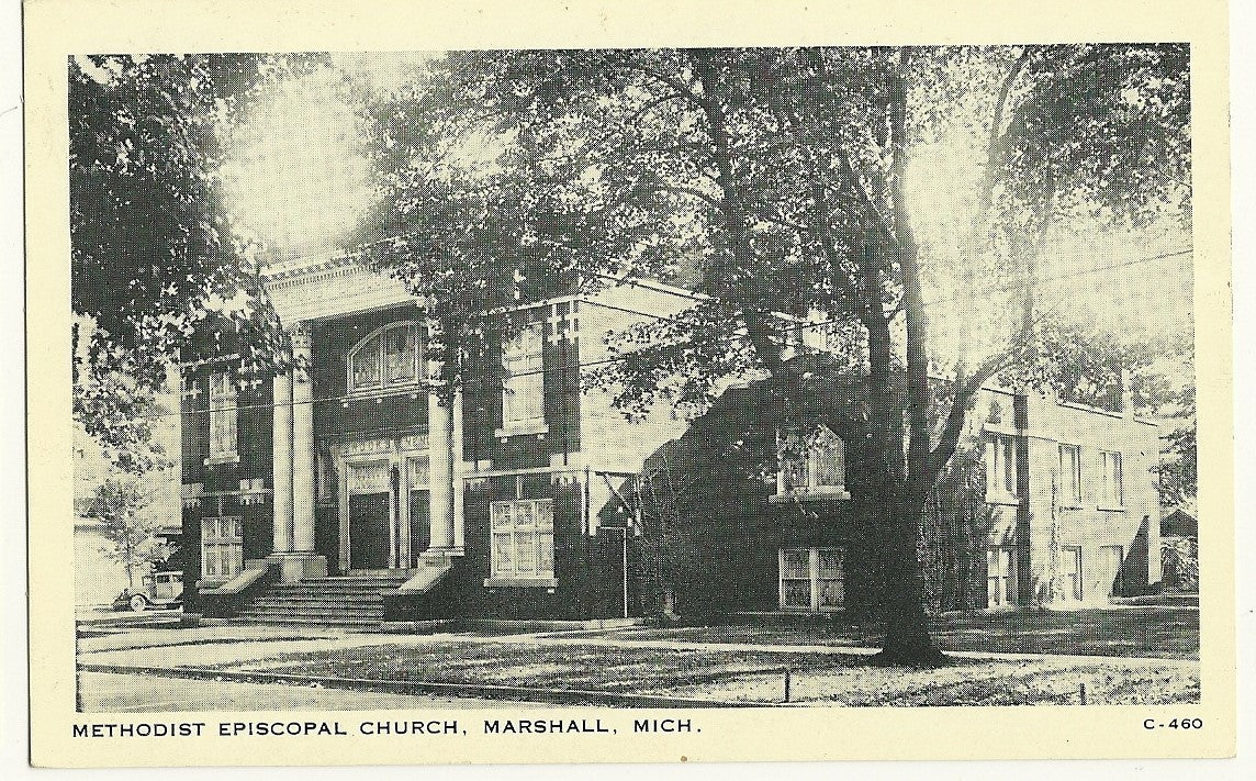 Methodist Episcopal Church Marshall MI Michigan Postcard