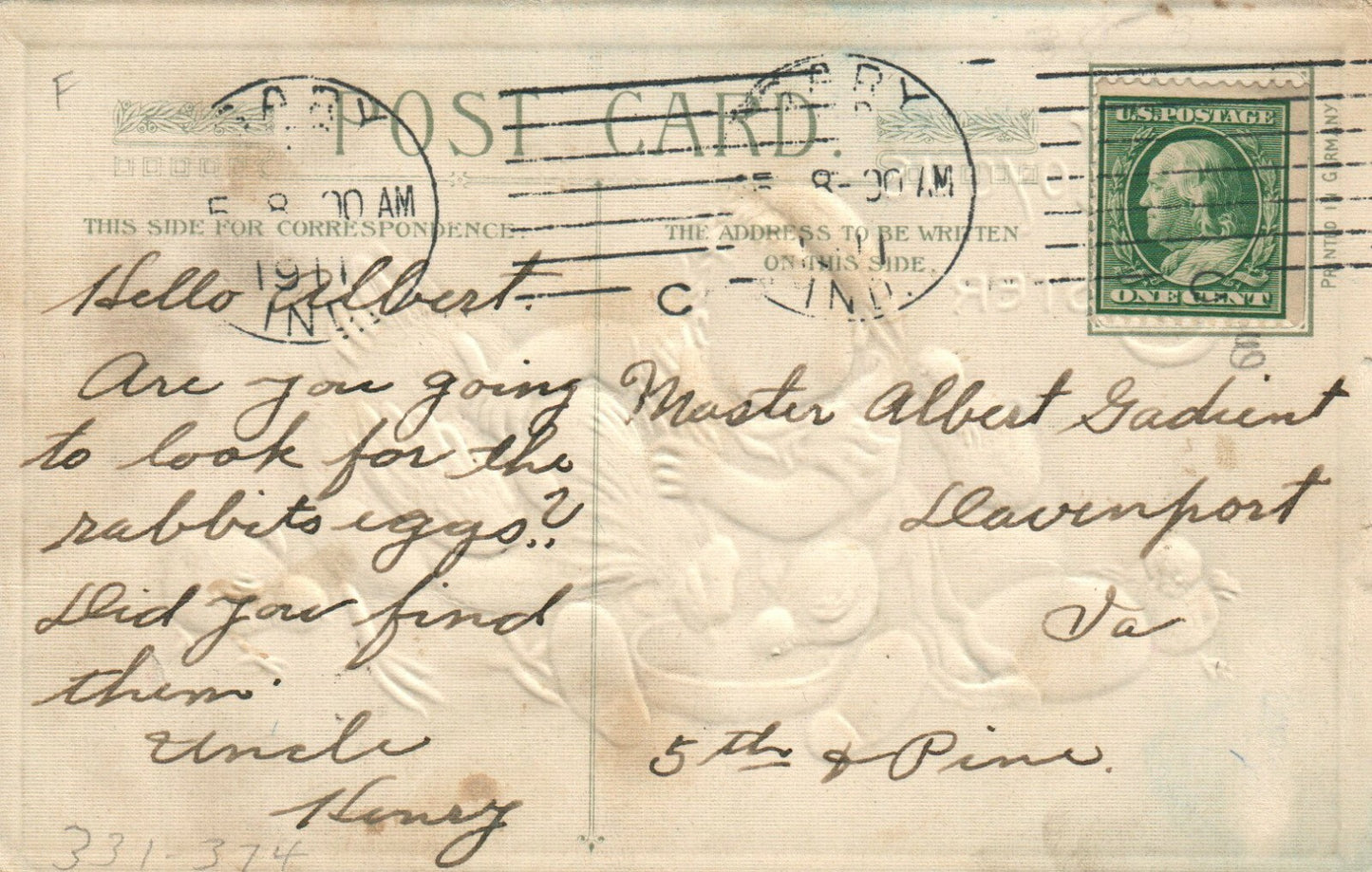 Child crying with Hen Chicks picking on her John Winsch Postcard