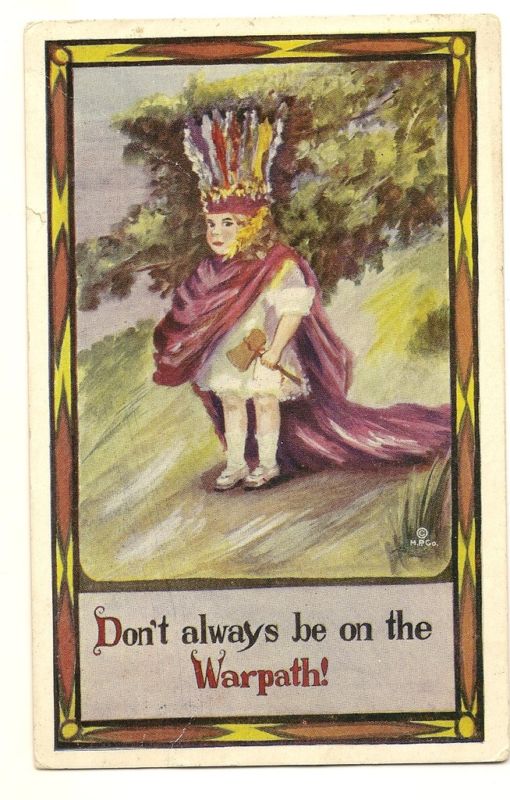 Native American Indian Series 1911 Girl dressed up on Warpath Postcard
