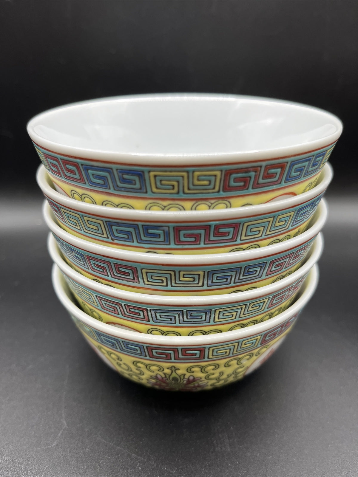Jingdezhen Bowl Chinese Style Zhengde Straight Mouth Old Style. 4”. Set Of 5