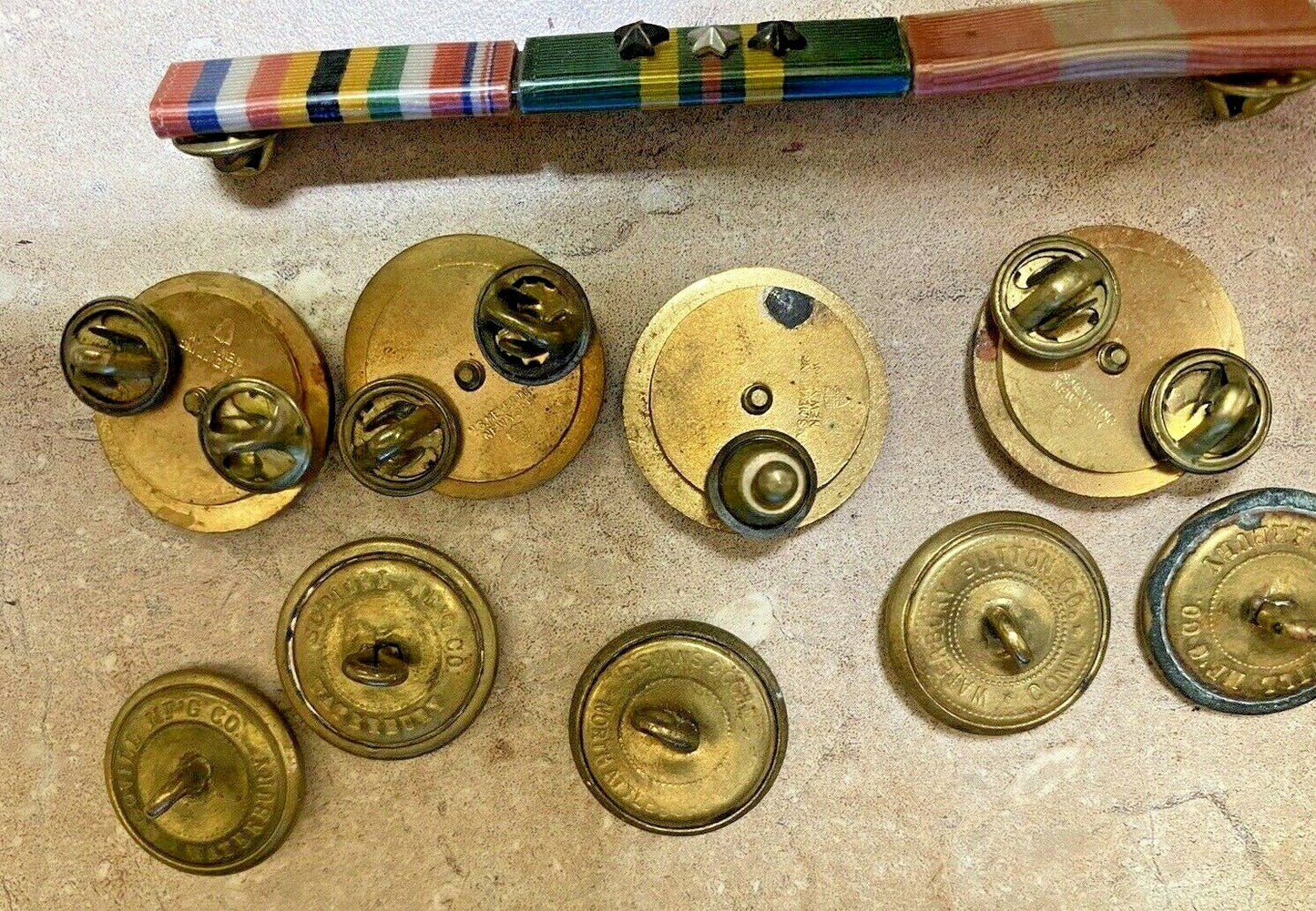 Vintage lot of Military Stripes Rank Bars Stars 1 2 & 3 plus 3 patches Buttons