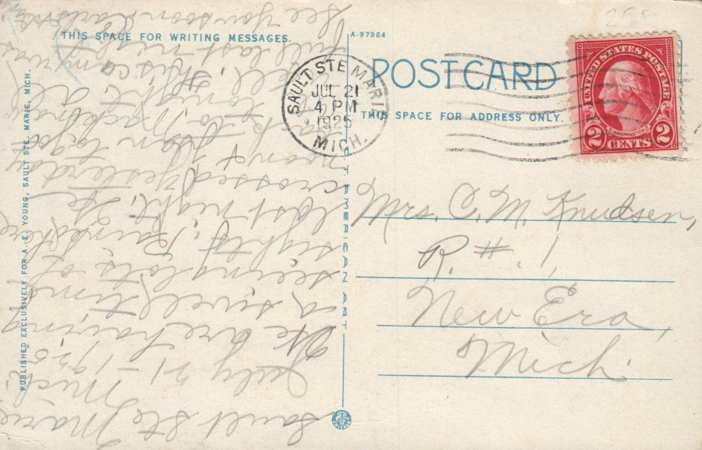 Traffic Below The Locks, Sault St Marie On A Busy Day MI Michigan Mich Postcard