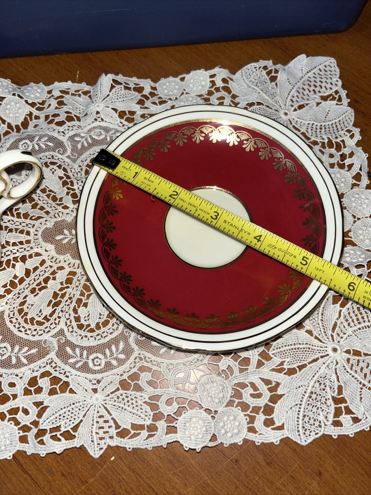 Vintg JOHN AYNSLEY Bone China England Ruby Red Floral Center #C882 Set Cup&Sauce