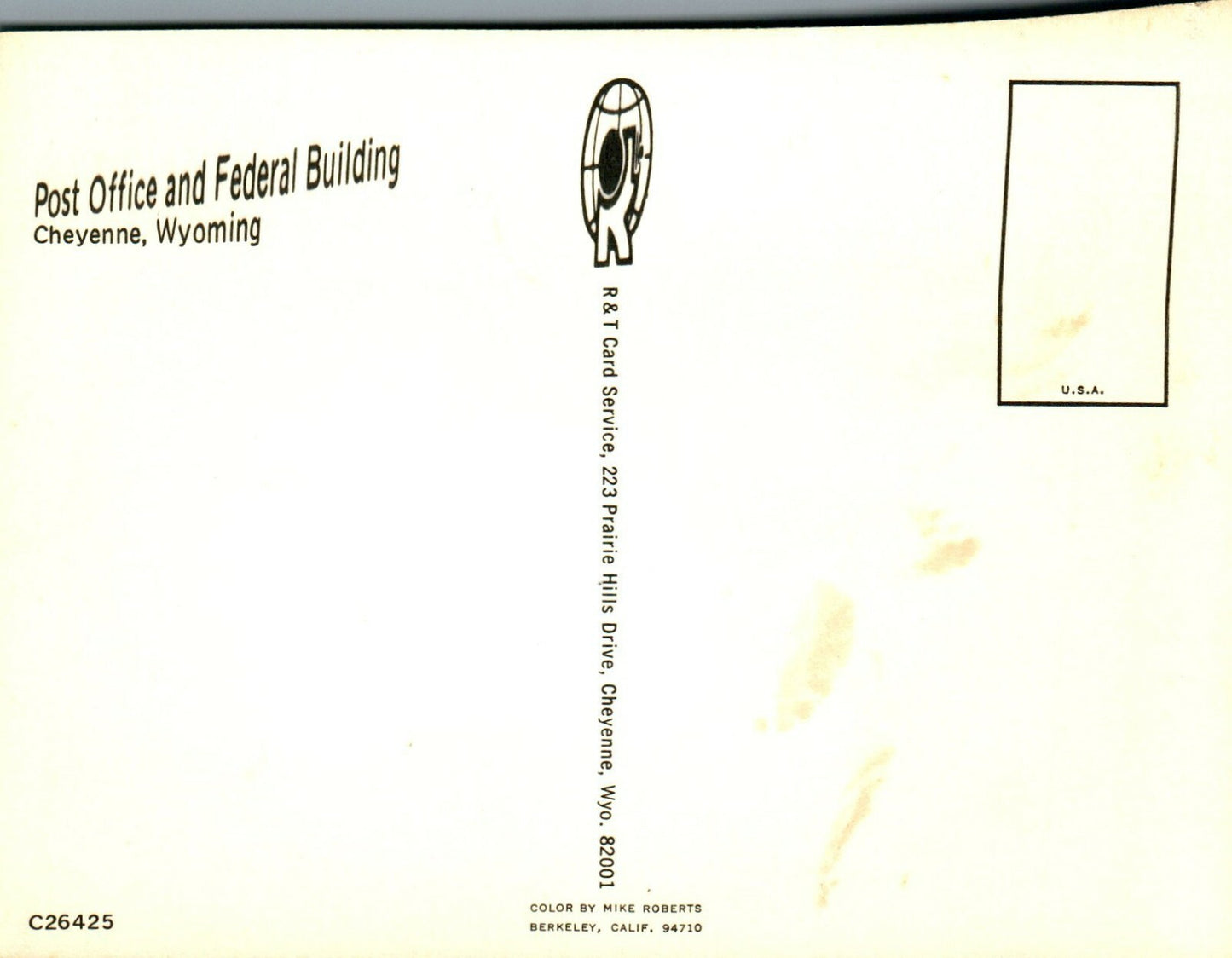 Post Office and Federal Building Cheyenne Wyoming WY Postcard
