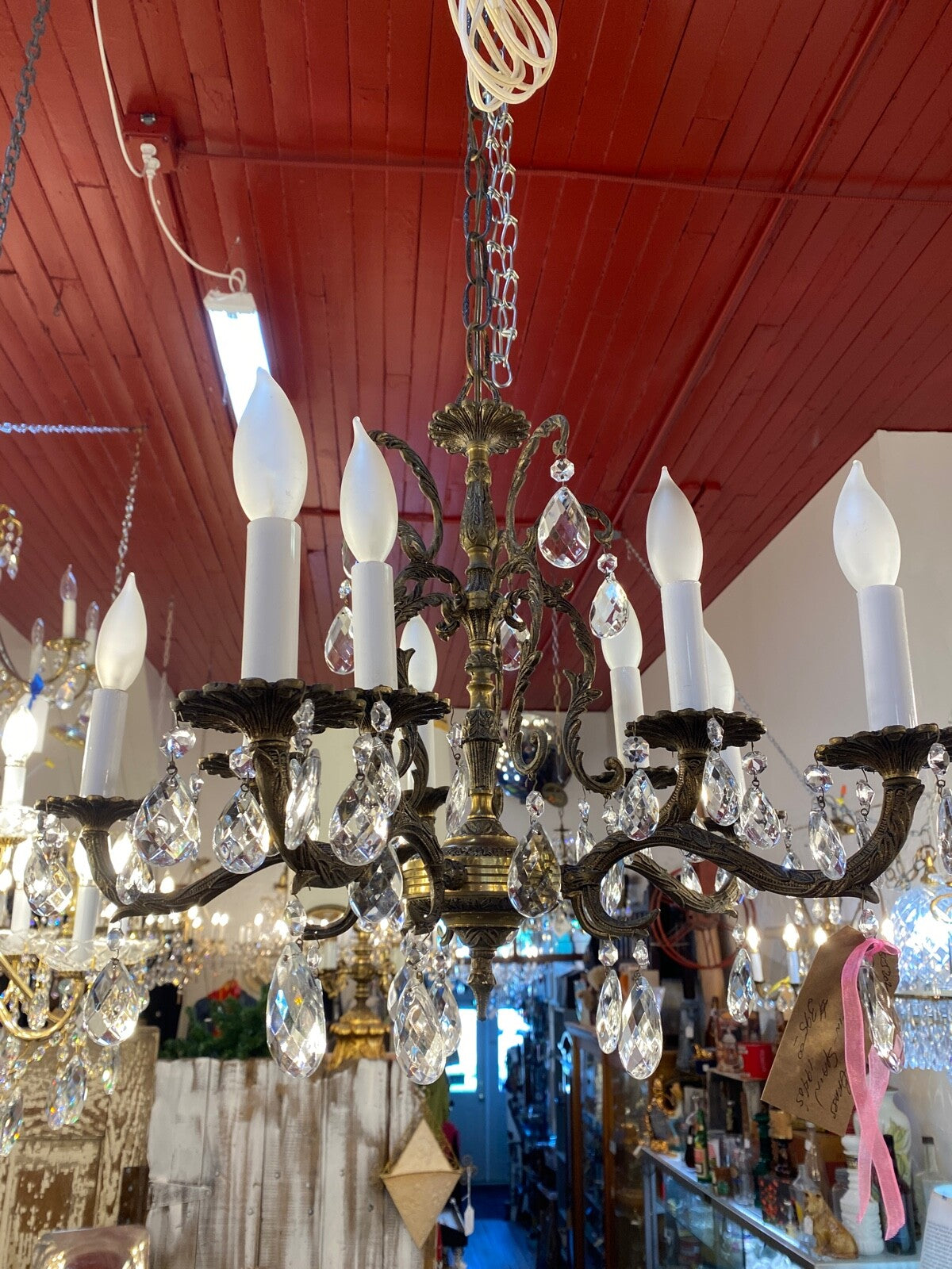 10 Light Brass Ornate Made in Spain Chandelier