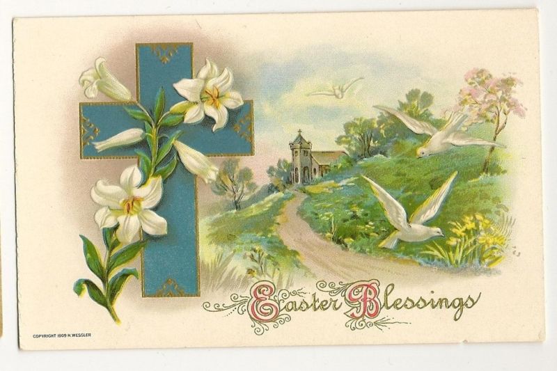 Wessler Easter Postcard Series 415 White Doves