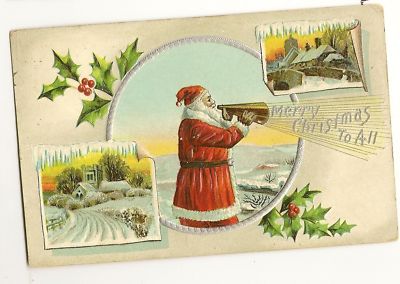 Santa Claus with a bullhorn Christmas Postcard